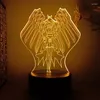 Nocne światła wróżka Natsu grey errze anime figura 3D Lampa LED do sypialni Mange Awatar Dekor Dorat