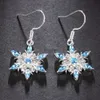 Stud Nieuwe Elegante Blauwe Strass Sneeuwvlok Drop Earring voor Vrouwen Mode Kristal Zirkoon Dangle Earring Kerst Sieraden Accessoires YQ240129