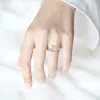 Ringar Oevas Sterling Sier Emerald Cut skapade Moissanite Gemstone Wedding Engagement Diamonds Ring Fine Jewets Gifts Wholesale