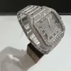 2022 럭셔리 아이스 아웃 다이아몬드 스퀘어 시계 Moissanite Watch Mens 다이아몬드 손목 기계적 시계 날짜