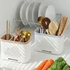 Kitchen Storage Plastic Drain Chopsticks Cage Double Layer Hollow Holder Detachable Breathable Racks Chopstick