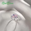 Set santuzza 925 gioielli in argento set per donne scintillanti viola ametyst rosa orecchini cubici zirconia anello set di lusso gioielli di lusso