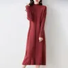 Casual Dresses Women'sPure Wool Half High Neck Pullover Sweater Dress Luxurious And Warm Long Sleeved Solid Color Autumn/Winter JumpKnitTop