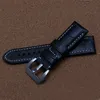 Assista Bandas Watchband Crocodilo Grão Grosso 24mm Preto Couro Couro Strap para PAM Pam441 Pam111 Pulseira Cinto Classic239b