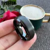 Bandas Dropshipping Tussten 4mm / 6mm / 8mm Anéis de carboneto de tungstênio para homens mulheres pisou chanfrado escovado menina menino presente jóias conforto ajuste