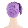 Ropa étnica Mujeres Flor Chemo Cap Plisado Bonnet Sombrero Musulmán Hijab Turbante Estiramiento Pérdida de cabello Pañuelo Head Wrap Cover Gorros