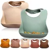 Baby Bib Soft Justerbar silikonfödda tillbehör Solid Color Food Grade Material A GRATIS Custom 240125