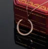 Designer 18K Rose Gold Necklaces Crystal Nail Pendant Necklaces Classic Women's Jewellery Necklaces Fashion Simple Gold Silver Women Wedding Accessories