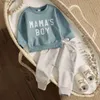 Комплекты одежды для новорожденных мальчиков 0-3 лет, комплекты детской одежды, топы с длинными рукавами и буквами, брюки, повседневная одежда, спортивный костюм, одежда