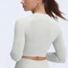 2024 LU LU LEMEN ACTING BASIC WOMNES PROPPED SEAMLESS TOP SLICK SOFT SCRUNCH ON BACK LONG SLEEVE CROP WORKOUTSシャツ