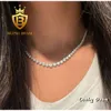 Fashion Design Small To Big 3 Prong Round Tennis Chain S Sterling Sier Iced Out Moissanite Chocker Necklace