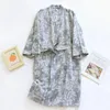 Women's Sleepwear 2024 Japanese Kimono Cotton Loose Bathrobe Lace Up Sweat Steaming Gown Pajama Ladies