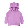 Vestes Mode Couleur Unie Violet Mignon Oreille Pull À Capuche Survêtement Pour Enfants À Capuche Top Enfant À Capuche Sportsuit Enfants Vêtements