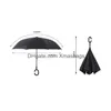 傘の風に耐える逆折りたた折りたた二重層雨に耐える太陽の内外のセルフメイドの傘Cハンドル在庫卸売DHT5D