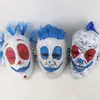 Funny Clown Halloween Mask Halloween Punk Clown Red Eyes Latex Mask Blue Wig Circus Dance Party Makeup Party Cosplay Props12247