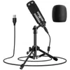 Microphones USB Podcast Microphone 192KHZ Micro à condensateur avec capuchon en mousse pour le streaming de vidéos Youtube enregistrement vocal