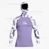 Women's Swimwear SPELISPOS Men Hooded Surfing Suit Diving T-Shirts Tight Long Sleeve Rash Guard Fit UV Protection Beach Tops