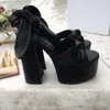 新しいデザイナートリビュートパテントソフトレザープラットフォームサンダルハイヒールスティレットサンダルT-Strap Lady Luxury Ankle Strap Shoes Pumps 14.5cm