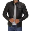 Automne Et Hiver Gentleman D'affaires Cardigan Décoration De Poche Veste En Cuir PU En Détresse Moto Moto Veste De Moto Veste Veste