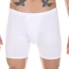 Cuecas musculação boxer shorts homens bulge bolsa roupa interior de seda gelo sem costura alongar calcinha homem fitness esporte