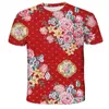 Homens camisetas 3D Nordeste China Flores Impressão Camisa para Homens Kid Moda Streetwear Cool Mangas Curtas Coloridas Y2K Roupas Tee