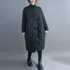 Women's Trench Coats 2024 Female Vintage Solid Loose Parkas Lady Casual Rhombus Pattern Cotton-padded Outwear Pocket Warm Women Winter