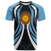 Camisetas masculinas Camisetas masculinas argentinas Camisetas de manga curta com bandeira nacional 3D Camisetas da moda da cidade Camisetas de futebol Argentina