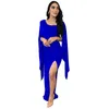 Dames Zwemkleding Badpak Cover-up Strandkleding Dames Dragen Effen Kleur Lange mouw Split Geplooide rok Jurk Spandex Voor Tuniek en zwemkleding