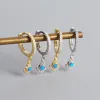 Boucles d'oreilles Wantme 925 Sterling Silver Bohemian Blue Opal Zircon Pendant Boucles d'oreilles pour les femmes Bijoux Hughies Retro European Fashion Retro