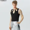 Heren Tanktops Heren Effen Kleur Uitgehold Mouwloos Street chic Sexy Onregelmatige Vesten Fitness 2024 Mode Unisex S-5XL INCERUN