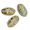 Perles 5 pcs Bleu naturel Blear Larimar Gold Perles plaquées pour les femmes faisant des bijoux 24x44 mm