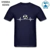 Mäns T-shirts Soccer Heartbeat T Shirt Men Football Pulse Electrocardiogram T-shirts Women Homme Brasilien Agentina Futbol Tshirt Hombre Camiseta