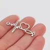 Charms 5st/Lot 17 32mm Love Heartbeat Connector Mirror Polished Stainless Steel DIY Halsbandsmycken Making Craft