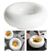 Pratos 1 Pcs Redondo Grosso Prato Vegetal Branco Puro Jantar Ocidental Massa Cerâmica Disco Preservação de Calor Dish243e