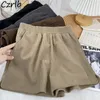 Shorts pour femmes Femmes Jambe large Taille haute Poches solides Corduroy Slim Loisirs Automne Hiver All-Match Side-Slit Pit Stripe Streetwear