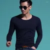 Garnitury męskie A1953 Koop Nieuwe Lente Hoge-Elastische Katoen T-shirty Mannen Met Lange Mouwen V-Hals Strakke T-shirt Gratis China Post