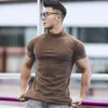 Men's T Shirts Men Spring Summer Half Turtleneck Tshirt Fleece Knitted Short Sleeve Bodybuilding Ropa Hombre Shirt Homme Casual Fitness Tees