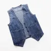 Damesvesten Denim Vest Jas Mode Mouwloos Vest Lente Herfst Klinknagel Jean Jas Dames Korte Uitloper