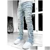 Men'S Jeans Mens 2023 Torn Pants Designers Jean Hombre Trousers Men Embroidery Work Ripped For Tren Motorcycle Pant Drop Delive Deli Dhfxg
