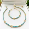 Bracelets 2024 HIGH Quality Fashion 3mm Prong Set CZ Tennis Chain Turquoises Stone Turkish Evil Eye Charm Bracelets Necklace Party Jewelry