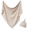 Couvertures Couverture et chapeau Ensemble Garçons Filles Jersey Tricot Bébé Swaddle Wrap Pographie Props 33 "X Taille Sac de couchage pour bébé