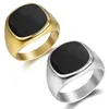 Stainless Steel Rings for Men Vintage Wide Enamel Rings Smooth Gothic Punk Jewelry Women Size 7-13