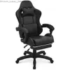 Other Furniture MoNiBloom Gaming Chair with Footrest High Back Video Game Chair with Headrest Lumbar Support Height Adjustable Leather Swivel Q240129