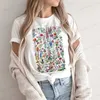 Women's T-Shirt Vintage Flower Illustration T-Shirt Boho Style Casual Floral Print Top Cute Aesthetic Graphic Woman Tshirts Cottagecore Clothes T240129