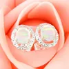 Hele 3 paren lot moeder geschenk wit ovaal vuur opaal kristal edelsteen 925 sterling verzilverde usa stud bruiloft oorbellen2586