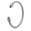 Designer David Yuman Jewelry Xx pulseira semelhante com abertura de torção de cabo 5 mm