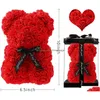 Ghirlande di fiori decorativi Orsi di rosa Regali di decorazioni per San Valentino Fiore Orso Teddy con scatola per fidanzata Anniversario Compleanno Gi Dhg0G