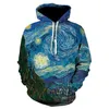 Moletons masculinos Moletons Harajuku Van Gogh Pintura a óleo Starry Night 3D Print Hoodie Mulheres / Homens Moda Hip-Hop Pop Moletom 2021 Mens HoodiesL231017