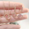 Collier original 2024 Sparkling Dance Crystal Charms Zircon Stone Collier Boucles d'oreilles Bracelet Bague pour femmes Bijoux Cadeau avec logo