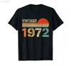 メンズTシャツヴィンテージベストオブ1972レトロ70年代スタイル誕生日年間限定版100％コットンTシャツ男性女性ユニセックスTシャツトップティー